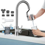 CECEFIN Swivel Water-Filter for Sink-Faucet - Faucet Mount Water Filtration System, Carbon Purifier Reduces 99% Chlorine, Last 528 Gallons Tap Water, Fits Most Pull Out Kitchen/Bathroom/RV Faucets