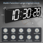 CHKOSDA 28.4'Large Digital Wall Clock,Automic Digital Clock with Alarm,Clendar and Termperature,Auto Time Sync with Easy Operation, Big Timer with Countdown and Countup (White)
