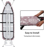 ZCFYGDX Ironing Board Cover,Scorch-Resistant Standard Nose Pocket, Elastic Edges,Iron Decor Covers St&ard Size-S,Nylon Buckle Straps Hook & Loop Fastener Strap,Home Decor Pink Floral Print