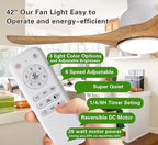 Gaizw 42 Inch Low Profile Ceiling Fans with Lights and Remote, Flush Mount Ceiling Fan with Light, 3 Blades Solid Wood Easy Installation for Living Room, Bedroom, Farmhouse, Indoor
