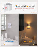 NIORSUN Plug in Night Light, Auto Brightness Sensor Night Light, 3000K Warm White, Ultra-Slim Wall Light for Hallway Bathroom Bedroom Stairs, White, 8 Pack