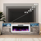 VITESSE TV Stand Fireplace with 36" inch Electric Fireplace Up to 80" TVs, LED Light Entertainment Center, 70" Modern Wood High Gloss with Highlight Storage Cabinet for Living Room (Gray)