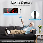 Xflyee 16.5" Large Digital Wall Clock with RGB Night Lights, Auto Dimmer, Remote Control, Date, Indoor Temperature, DST