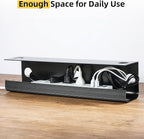 Yecaye 2 Pack Cable Management Under Desk, 31.5 in Under Desk Cable Management Tray,Cord Hider,Cord Organizer, No Screw Wire Management for Office and Home, Black