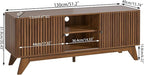 Oubayajia Mid Century Modern TV Stand for Televisions up to 60 Inches, with Sliding Doors and Storage, Curved Edge Television Stands, TV Consoles, Media Consoles for Living Room (Walnut, 51.2inch)