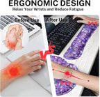 Britimes Purple Oil Painting Leaves Keyboard Mouse Pad Set Plant 4in1 Large Mousepad+Keyboard Wrist Rest+Mouse Wrist Rest+Coaster Ergonomic Design for Home Office Computer 35.4x15.7 inches