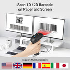 Tera Barcode Scanner Wireless 1D 2D QR with Stand: Battery Level Indicator 3 in 1 Works with Bluetooth 2.4G Wireless USB Wired Handheld Bar Code Reader with Vibration Alert HW0002 Black