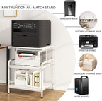 Arbuxzuy Large Printer Stand with Storage Shelf, 23.6" W x 18.9" D Printer Cart with Wheels, 3 Tier Mobile Printer Table for Home Office,Stands for Heat Press Scanner Fax (White)