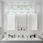 FDPBY Modern Vanity Light 4-Lights Brushed Nickel Vanity Light Crystal Bathroom Wall Light Bathroom Light Fixtures
