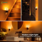 L LOHAS LED Night Light, Dimmable Night Lights Plug into Wall, 2 Pack Automatic Night Lights with Auto Light Sensor, Adjustable Brightness 1800K Amber LED Night Light, for Bedroom Hallway Home