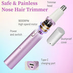 Mendaping 2025 Rechargeable Nose & Ear Hair Trimmer, Dual-Edge Blade Electric Clipper for Women Men, Facial & Eyebrow Hair Removal Tool, Powerful Motor, Painless, Easy to Clean (Multicolor)