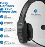Philips Trucker Bluetooth Headset with Mic, Wireless Single Ear Trucker Headset with AI Noise-Canceling Microphone & Mute Button, All Day Extended Playtime, Headphones for Truck Drivers, Home, Office