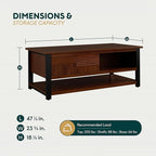 Bme Trapeze Coffee Table for Living Room – Modern Wooden Center Table with Storage, Metal Legs, Large Walnut Coffee Table for Stylish Living Room Furniture Setup