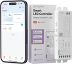 MIWISE Matter LED Controller,Dimmable WiFi Controller for LED Strip Light,Works with Alexa/Google Assistant/Homekit/Apple Home/Siri,for Single Color/CCT/RGB/RGBCCT/RGBW COB LED Strip Light,DC12-48V