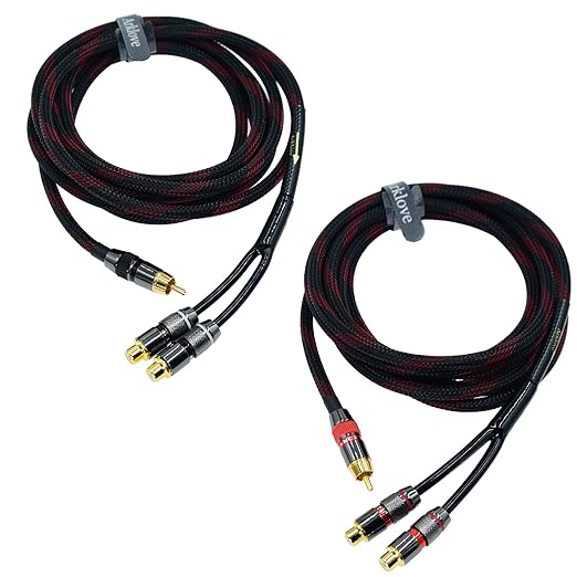 Arklove 15ft Shielded RCA Splitter Subwoofer Stereo Audio Video Cable 1 Male to 2 Female Dual Speaker Y Adapter Connector Extension Cord 24k Gold Plated(2 Pack)