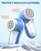 POPCHOSE Fabric Shaver, Lint Remover for Clothes, Electric Lint Shaver with 6-Leaf Blades, Sweater Shavers to Remove Pilling for Clothing, Couch, Furniture, Fuzz, Lint Ball, Bobbles, Blue-Cyan
