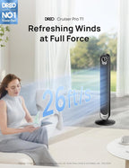 Dreo Smart Tower Fan WiFi Voice Control, Works with Alexa/Google, Cruiser Pro T1S Floor Standing Bladeless Oscillating Fan with Remote, 6 Speeds, 4 Modes, 12H Timer, for Indoor Bedroom Home Office