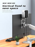 AODUKE Aluminum Alloy Mac mini M4 VESA Bracket, Mac mini 2024 Dock Stand, Mac mini M4 Pro VESA Monitor Arm Extension Plate, Compatible with 75X75/100X100MM Hole Distance-BW-MAX2