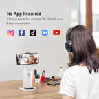 camrola Auto Face Tracking Phone Holder, No App Required, 360° Rotation Face Body Phone Tracking Tripod Smart Shooting Camera Mount for Live Vlog Streaming Video, Rechargeable Battery-White