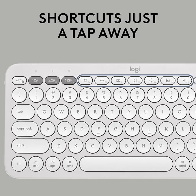 Logitech Pebble 2 Combo for Mac, Wireless Keyboard and Mouse, Slim, Quiet and Portable, Customizable, Bluetooth Mouse and Keyboard, Easy-Switch, for macOS, iPadOS - Tonal White