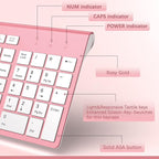 J JOYACCESS Wireless Keyboard Mouse Combo,Typewriter Keyboard Wireless, Portable Pink Keyboard for Computer/Laptop/Windows/Mac-Pink