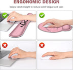 Gaming Mouse Pad, Large Desk Mat, Cute Desk Pad Protector, 4in1 XXL Mousepad + Keyboard Wrist Rest+Mouse Wrist Rest+Coaster Set with Ergonomic Desk Pad for Home Office Table Computer, Pink Pretty Bow