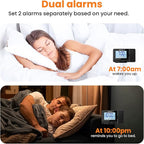 SMARTRO Digital Projection Alarm Clock for Bedrooms with Indoor Thermometer Hygrometer, USB Charger, Bedside Projector, Travel, AC and Battery Operated