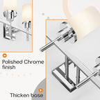 AONEON 4-Light Vanity Lighting Fixtures with White Frosted Glass Shade, Polished Chrome Bathroom Wall Lamps Over Mirror for Bath Restroom Kitchen T001CH-L4
