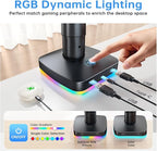 RGB Single Monitor Stand, Gas Spring Monitor Arm with 3 USB Ports, Charging and USB Data Transfer Function, Desk Mount for 13"-32" Monitors up to 19.8lbs, Adjustable Height, Tilt, Swivel, Rotate