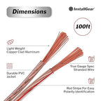 InstallGear 14 Gauge Wire AWG Speaker Wire (100ft - Clear) - Speaker Cable for Car Speakers Stereos, Home Theater Speakers, Surround Sound, Radio, Automotive Wire, Outdoor - Speaker Wire 14 Gauge