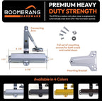 Boomerang Medium Duty Automatic Commercial Door Closer - D703 Hydraulic UL 3 hr. Fire Rated Closer, Surface-Mounted Size 3 for Home & Light Commercial Doors, Aluminum/Silver (US26D)