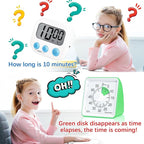 TimeLumi 60-Minute Visual Timer for Kids, Time Management Tool Study Classroom Timer, Home Edition Silent Countdown Timer for Toddler, Teachers and Adults (Green)