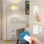 DEWENWILS Remote Control Outlet Wireless Wall Mounted Light Switch, Electrical Plug in On Off Power Switch for Lamp, Fan, Household Appliance, No Wiring, 100 Feet RF Range, Programmable
