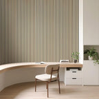 Art3d 2-Pack Acoustic Wood Slat Wall Panel with Roll-Flat Design - 95.3 x 23.8 Inch Sound Absorbing Panels for Living Room Columns Corridor Curved Wall Decor, Oak