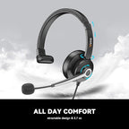 Wantek USB & 3.5mm Headset with Mic for PC/Laptop,Wired Headset with Noise-Cancelling Microphone & Audio Controls Perfect for Home Office Online Class Skype Zoom Call Center Webinar,Monaural