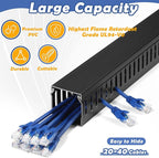 ZhiYo 2 x 2in Professional Server Rack Cable Management Raceway, 99in (6X L16.5in) Cable Raceway Kit, Electrically Safe PVC Open Slot Wire Raceway for Under Desk/Computer/Network Cords, Black