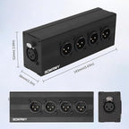 SQWRWY XLR 1 Female to 4 Male Passive Splitter | 4-Channel Galvanic Distribution for Zero-Latency Audio & DMX Adapter 4Way 1Pack