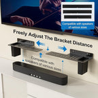 BYMECOST Heavy-Duty Steel Soundbar Mount Under TV with 2 Storage Boxes, Universal 88 Lbs Fit for Large Sound Bars, Sound Bar Wall Mount Bracket Stand Compatible with Samsung/JBL/LG, Complete Hardware