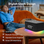 Bluetooth Alarm Clock Radio Bedroom, Digital Dual Alarm Clock Bedroom, Up to 10 Alarms Clock Night Light Speaker App/Button Control FM Charge Snooze Adjustable Brightness Dim 12/24H, Matte Black