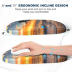Hasinart Ergonomic Mouse Pad and Keyboard Wrist Rest with Massage Design, Space-Saving Mouse Pad Wrist Support, Memory Foam Wrist Rest with Non-Slip PU Base for Computer Desk, Beach