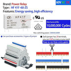 10Pcs Electromechanical Relay Miniature Power Relay 110V/ 120V AC/DC HF41F/60-ZS 1NO 1NC 6A SPDT with LED Indicator, Socket Base, DIN Rail Slotted UL Listed