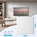 Art3d 12-Pack Drop Ceiling Tiles 2x2 FT, PVC 3D Textured Panels for Interior Wall Decor Living Room Bedroom Office, 24x24 Inch, White