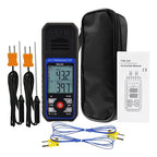 Thermocouple Thermometer Digital K Type Thermometer with 4 Thermocouples, -328~2500℉ Measuring Range HVAC Dual Channels Temperature Meter Gauge with LED Backlight & ADJ Compensation
