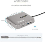 StarTech.com 7-in-1 USB C DisplayLink Dual Monitor Docking Station, 4K 60Hz HDMI Dock for MacBook M1 M2 M3 M4 & Windows, USB 10Gbps Hub, Gigabit Ethernet, SD, 100W PD, 22in (56cm) Cable