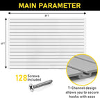 DLDIRECT 48" X 96" - Grey Slatwall Panel Garage Organizer: Heavy Duty Wall Mounted PVC Rack, Interlocking Slat Paneling for Garage Storage, Slotwall Board, Shelves System