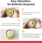 Visual Timer, Teeloray 60-Minute Countdown Timer, Kitchen Timer with Magnetic Base, Mechanical Clockwork, Ringer Alert, Time Management Tool for Children and Adults, Study/Work/Cooking (Yellow)
