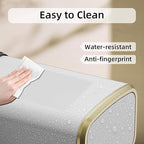 8L/2.1 Gallon Small Bathroom Trash Can with Lid, Swing-Top Rectangular Waste Bin, Stainless Steel Garbage Can for Home, Office, Toilet, Bedroom, Living-Room (White)