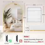 Gold Medicine Cabinet with Mirror,Bathroom Arched Medicine Cabinet Wall Mounted,Modern Vanity Mirror with Storage,Bathroom Storage Cabinet with Adjustable Shelves,Not Recessed,24x36 Inch