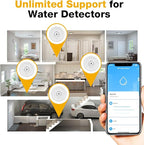 Douevo 5 Pack WiFi Water Leak Sensor, 100 dB Water Alarm Leak Detector, for Home, Basement, Bathroom, Kitchen(5 Pack)