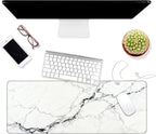 Dynippy Thin Extended Gaming Mouse Pad （31.5 * 11.8 * 0.08 inch） with Stitched Edges Large Mousepad Long XXL Keyboard and Mouse pad Desk Mat for Gaming Office & Home - White Black Marble